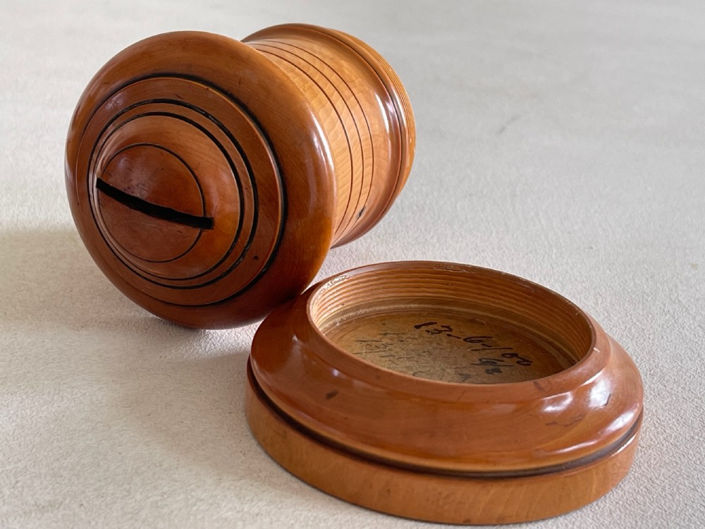 Antique Treen Boxwood Money Box View II