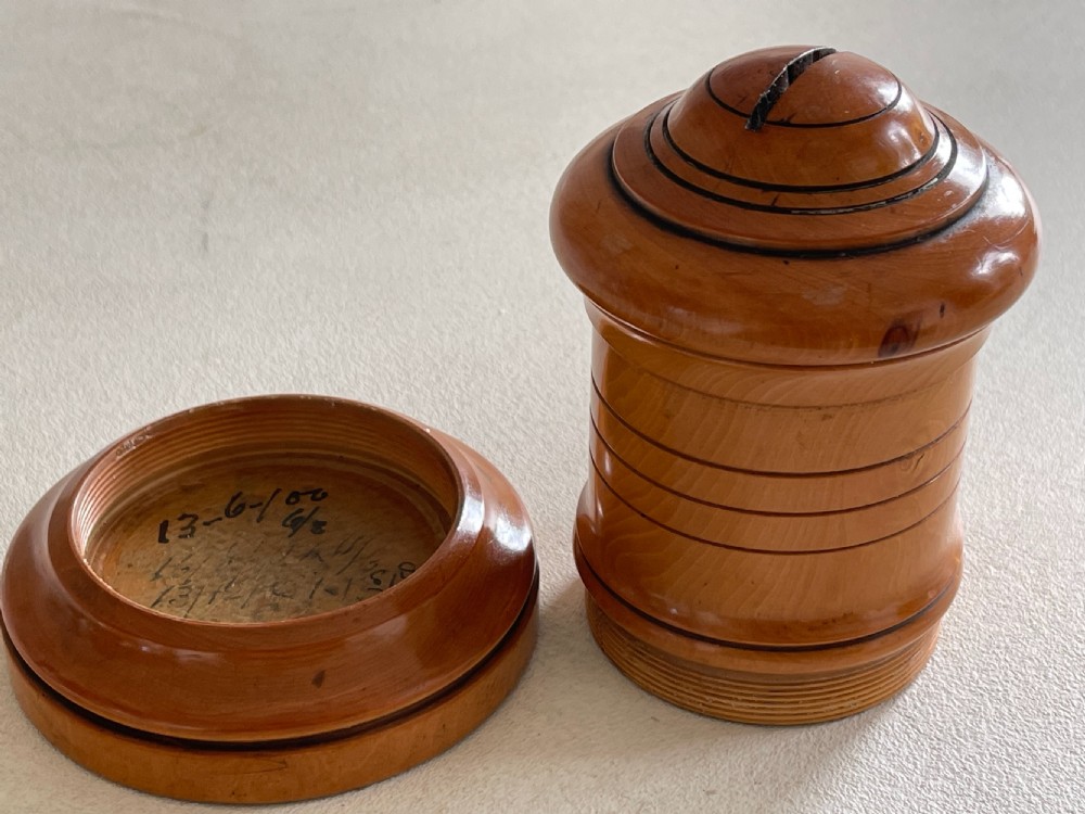 Antique Treen Boxwood Money Box View V