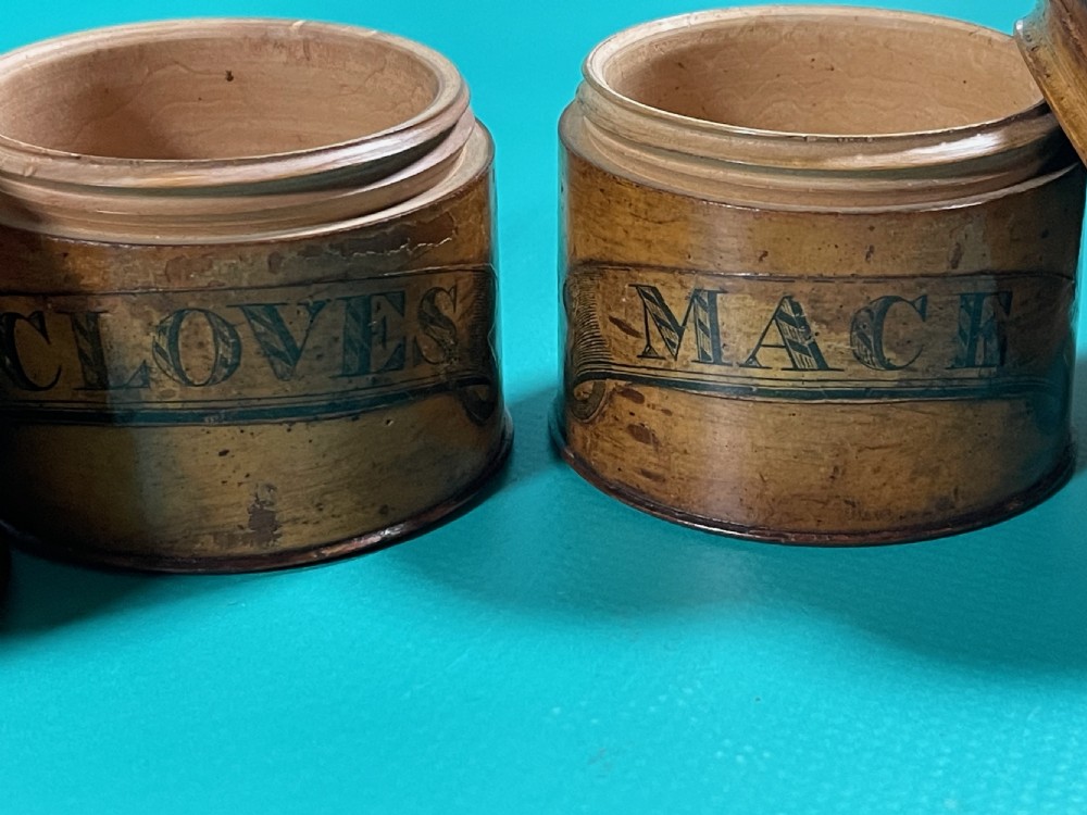 Antique Treen Spice Tower - original labels View II