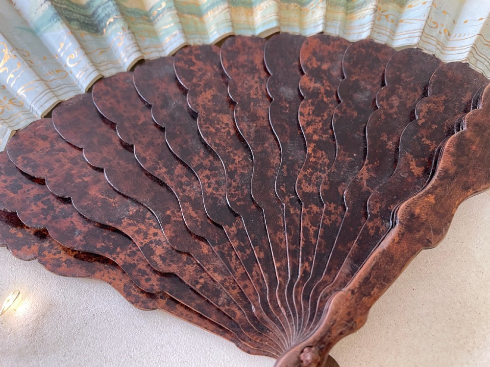 Antique Fan - beautiful wooden handle and pictures View III
