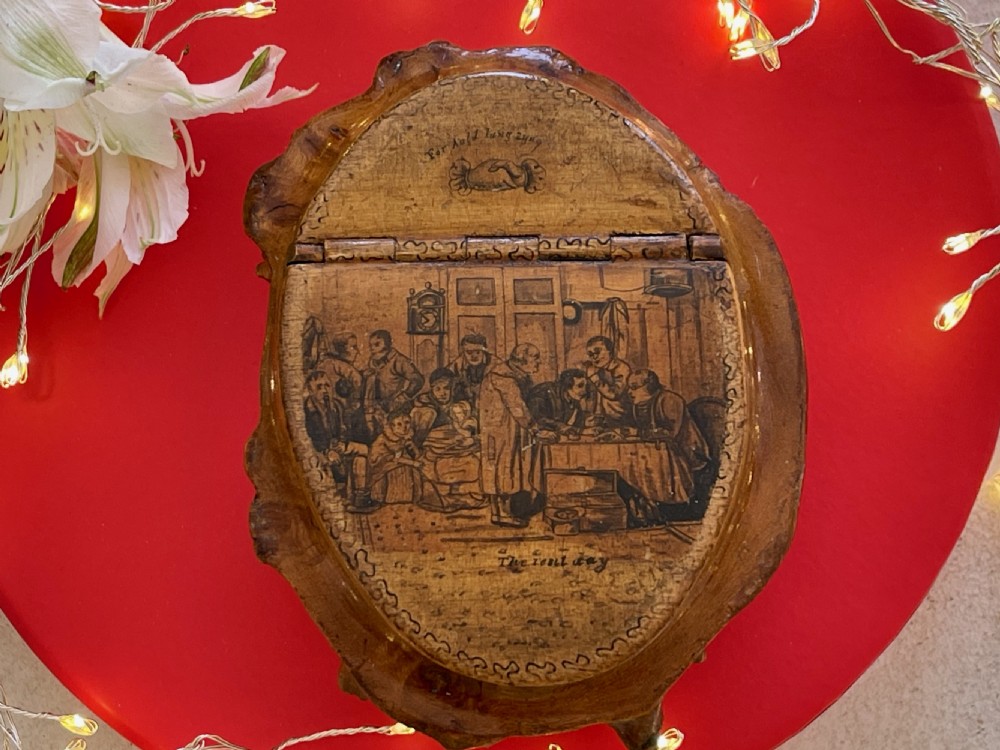 Antique Scottish Burr Wood Snuff Box View III