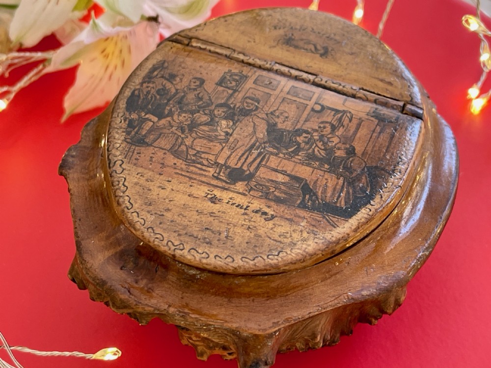 Antique Scottish Burr Wood Snuff Box View VI