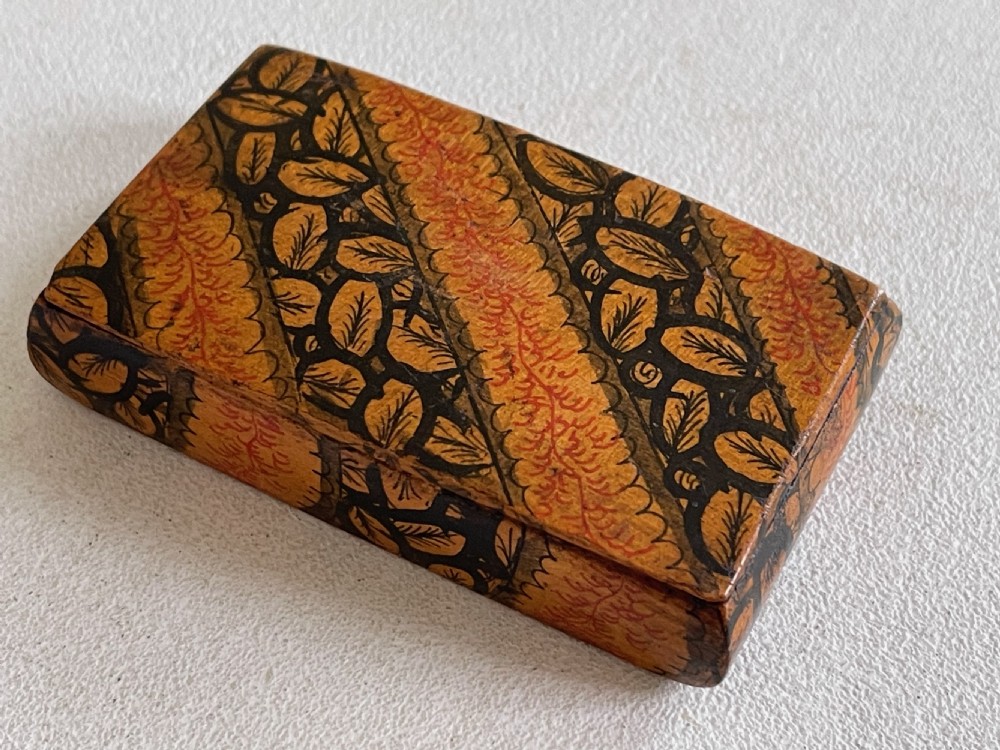 Antique Treen  Scottish Penwork Snuff Box View II