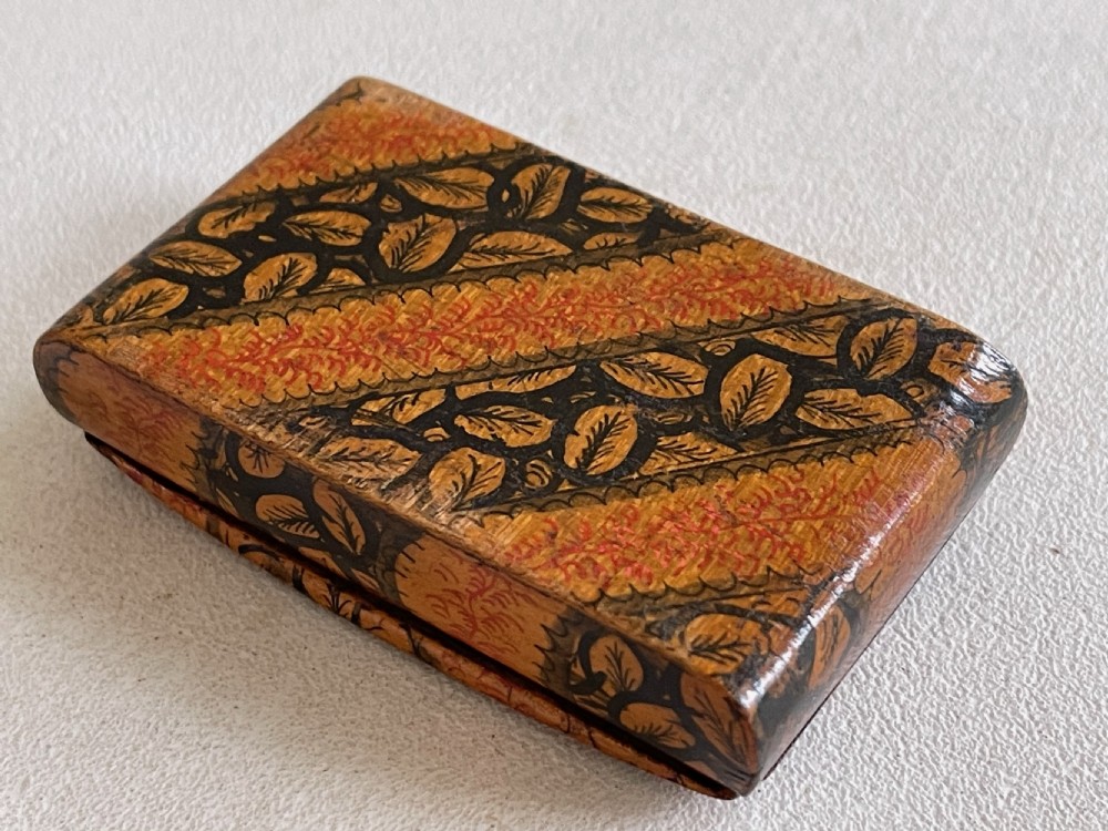 Antique Treen  Scottish Penwork Snuff Box View V
