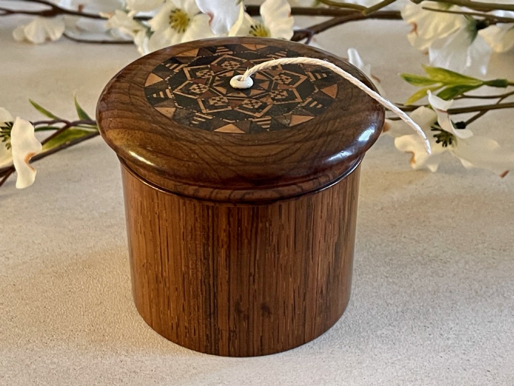 Antique Treen Tunbridge Ware String Box