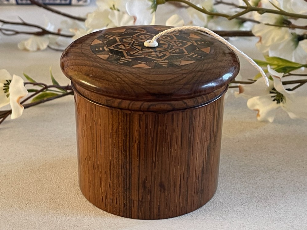 Antique Treen Tunbridge Ware String Box View II
