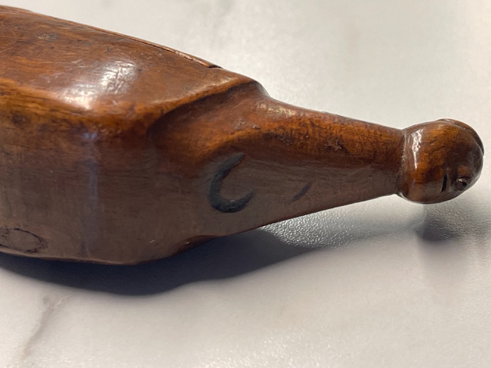 Antique Treen Boat Shaped Snuff Box View II