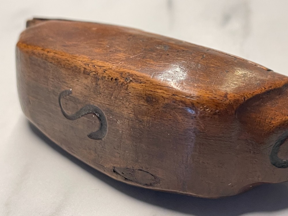 Antique Treen Boat Shaped Snuff Box View V