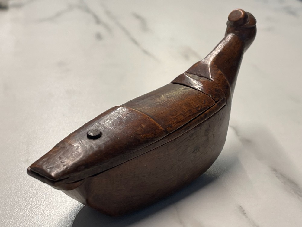Antique Treen Boat Shaped Snuff Box View VII