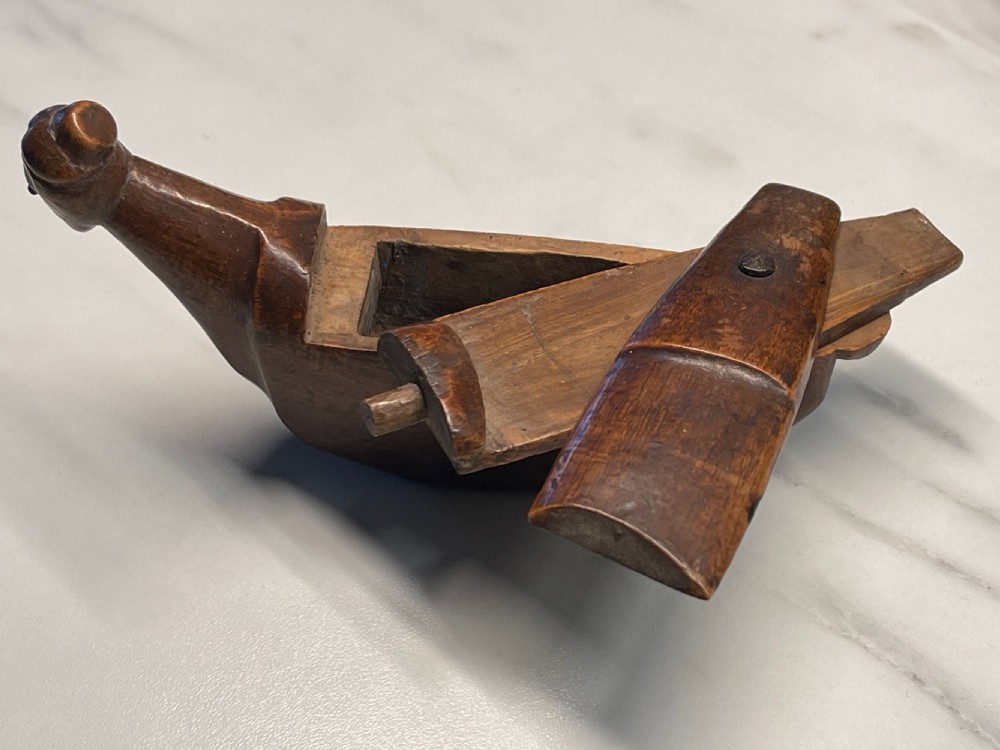 Antique Treen Boat Shaped Snuff Box View X