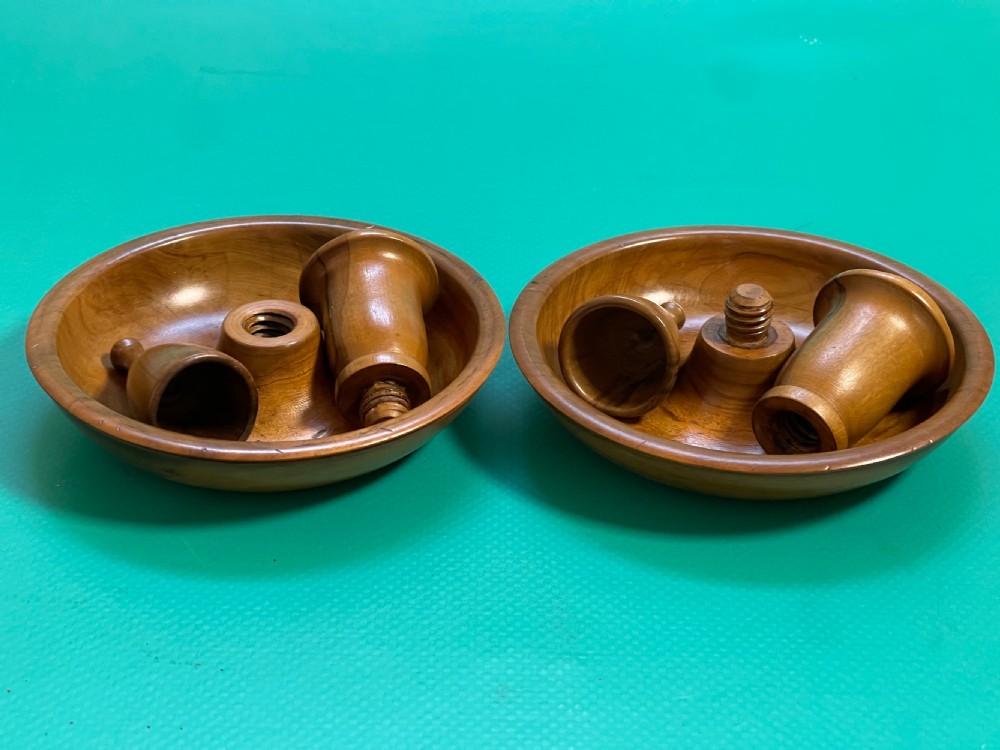 Antique Treen Brighton Bun Candlesticks - with snuffers View V