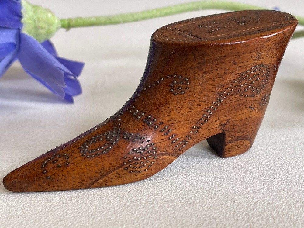 Antique Treen Snuff Shoe