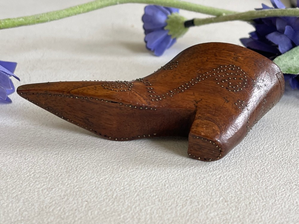 Antique Treen Snuff Shoe View II