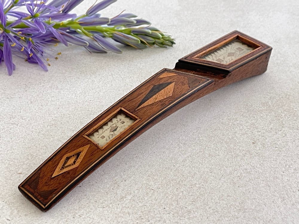 An Antique Treen Durham Knitting Sheath - dated & messages