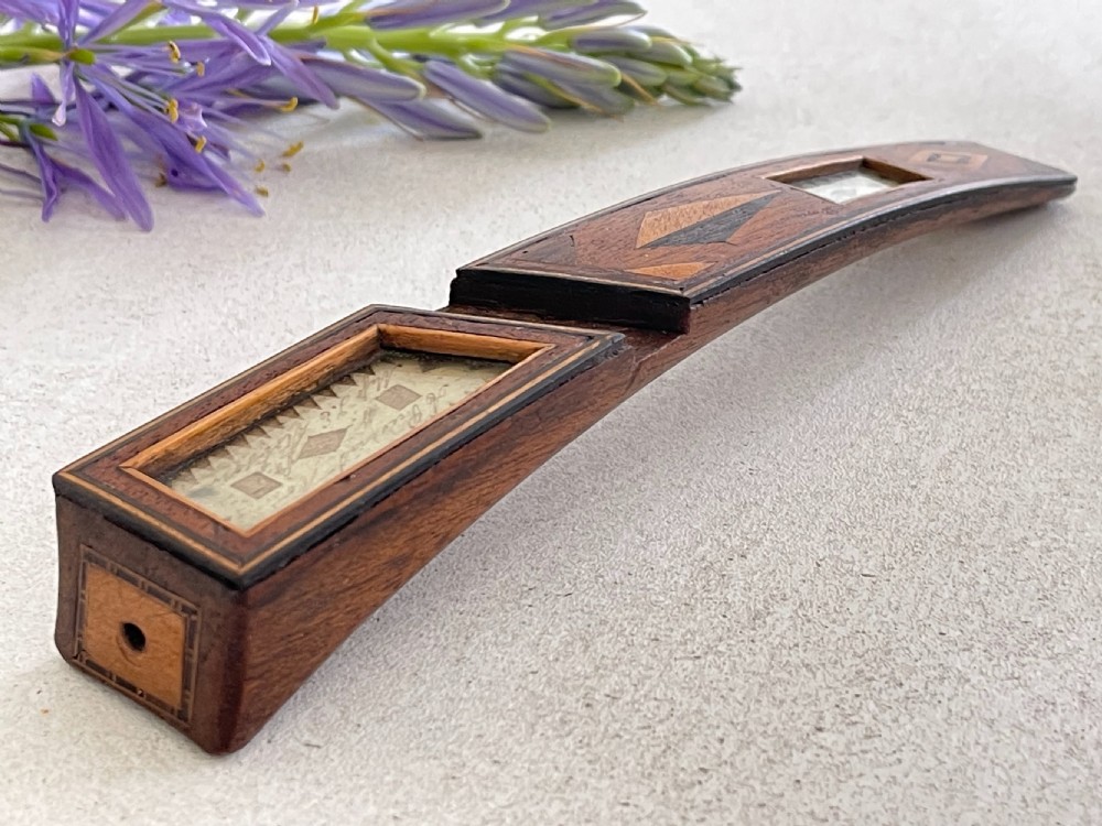 An Antique Treen Durham Knitting Sheath - dated & messages View II