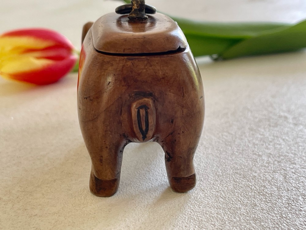 Antique Treen Pig Snuff Box View IV