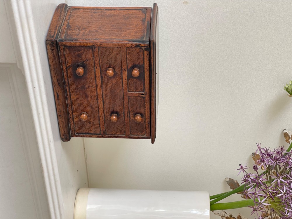 An Antique Oak Box - in the form of a mini chest of drawers View III