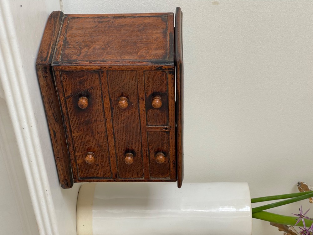 An Antique Oak Box - in the form of a mini chest of drawers View IV