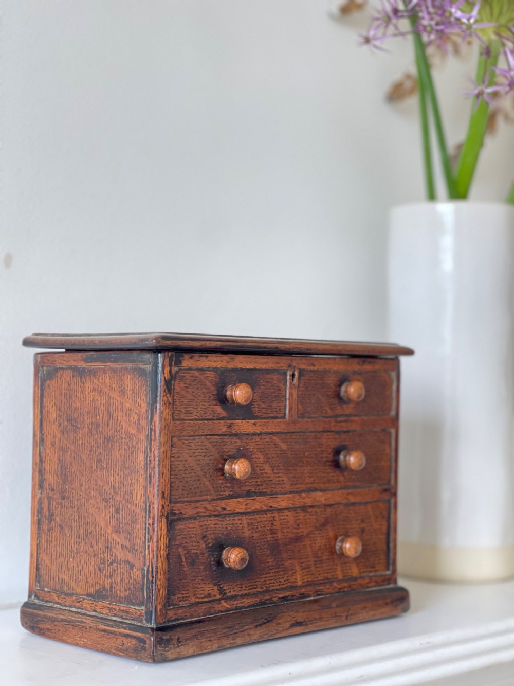 An Antique Oak Box - in the form of a mini chest of drawers View VI