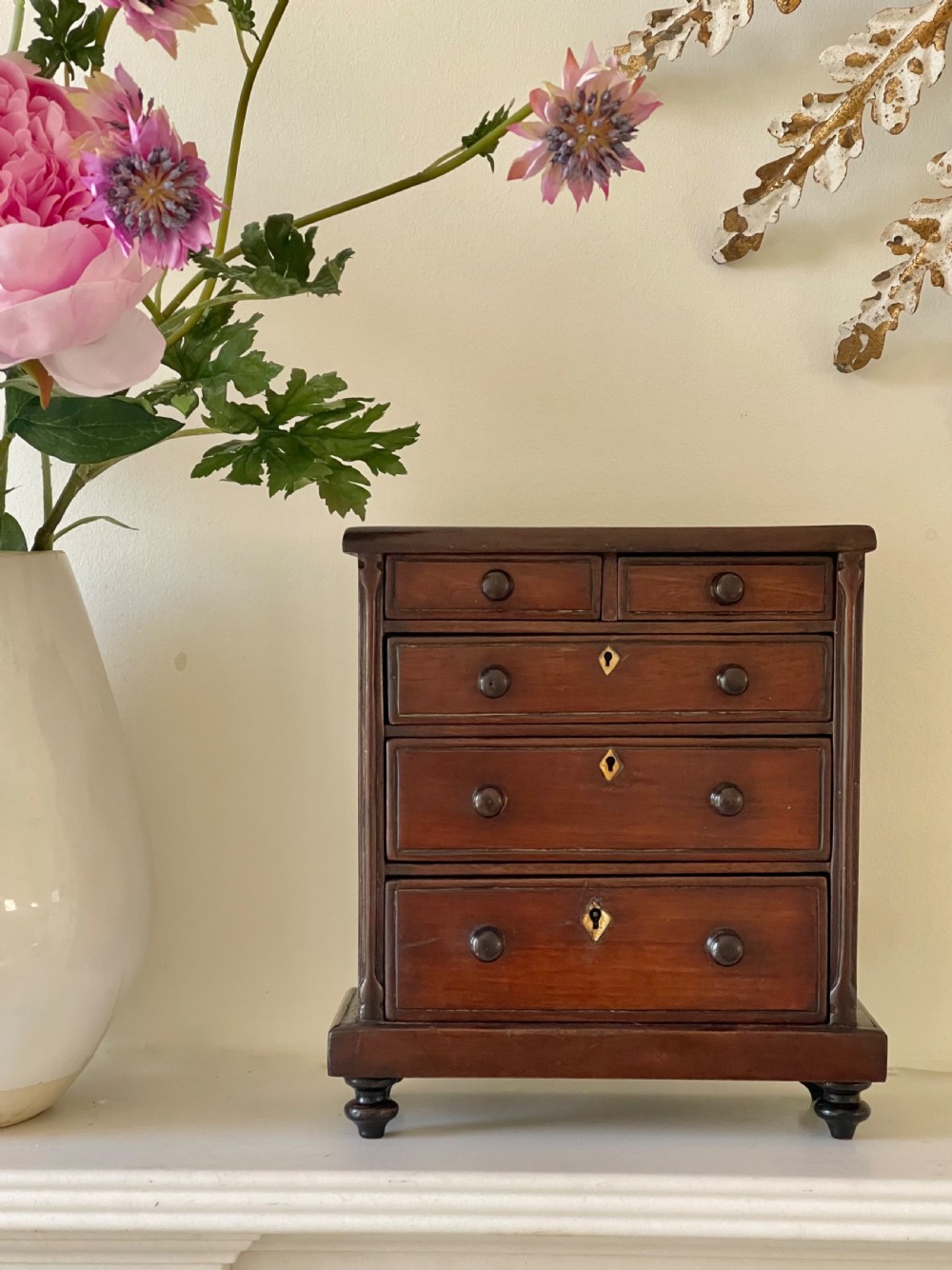 Antique Mini Chest of Drawers- inscription  on the inside of the chest