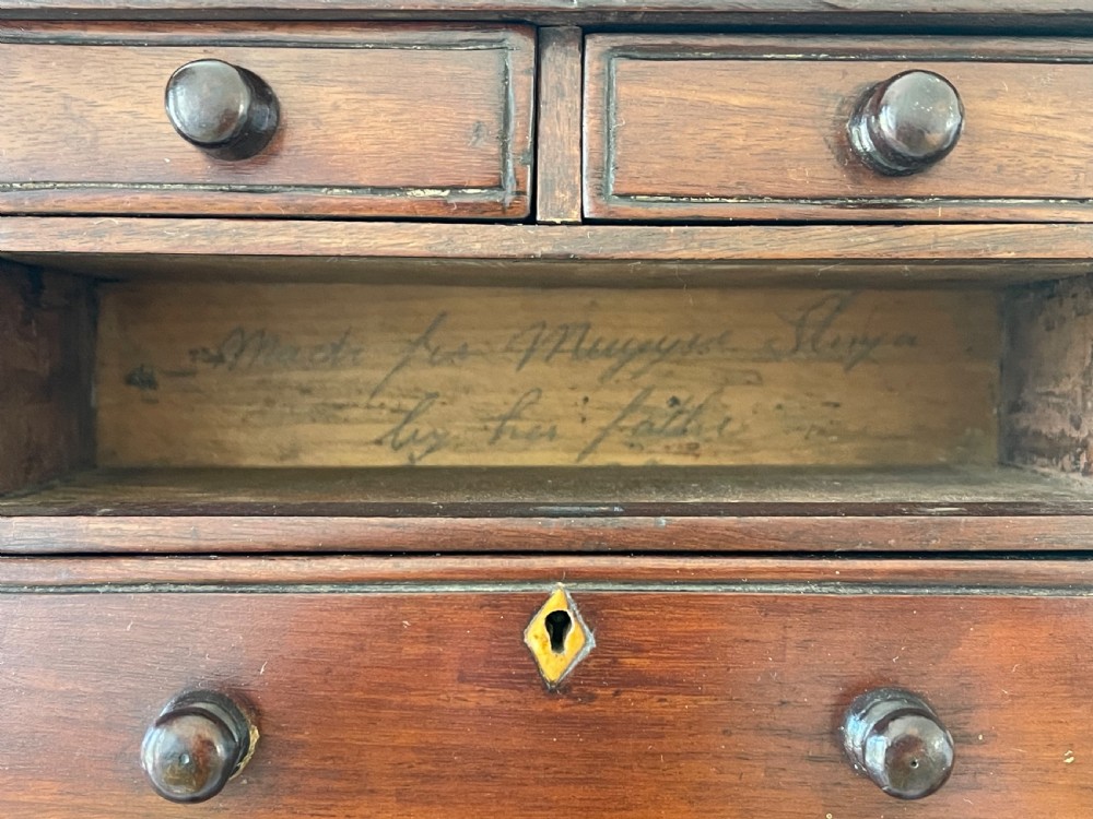 Antique Mini Chest of Drawers- inscription  on the inside of the chest View III