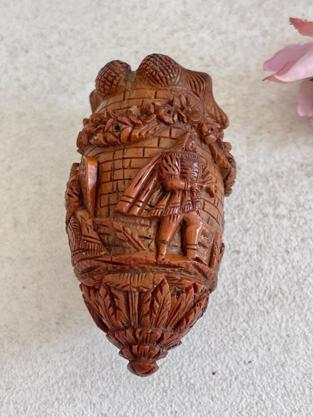 Antique Coquilla Nut  Bugbear Snuff Flask