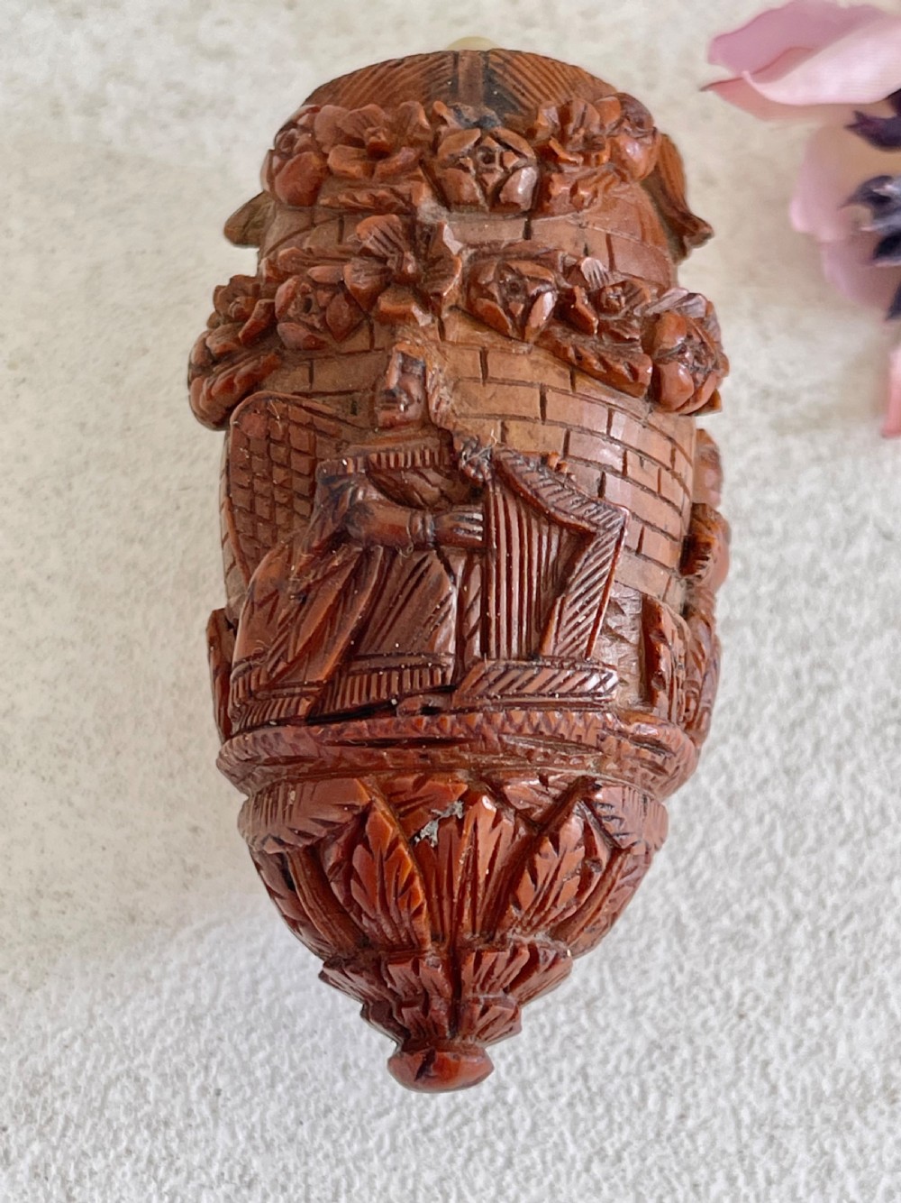 Antique Coquilla Nut  Bugbear Snuff Flask View II