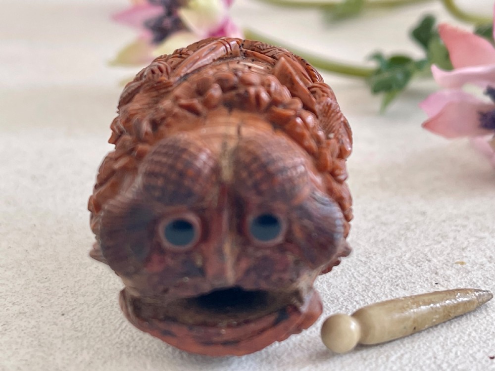 Antique Coquilla Nut  Bugbear Snuff Flask View III