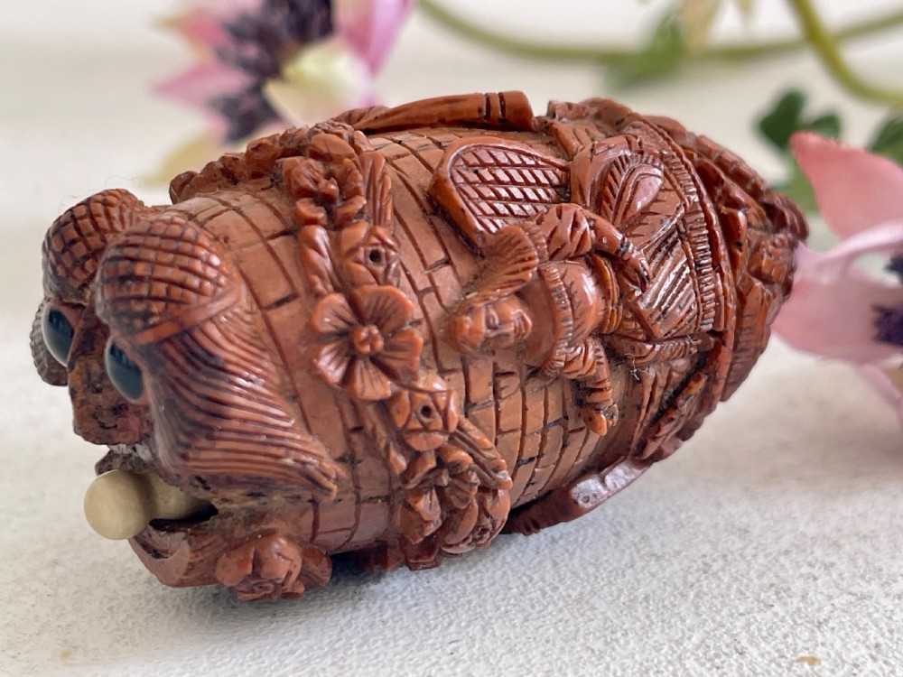 Antique Coquilla Nut  Bugbear Snuff Flask View IV