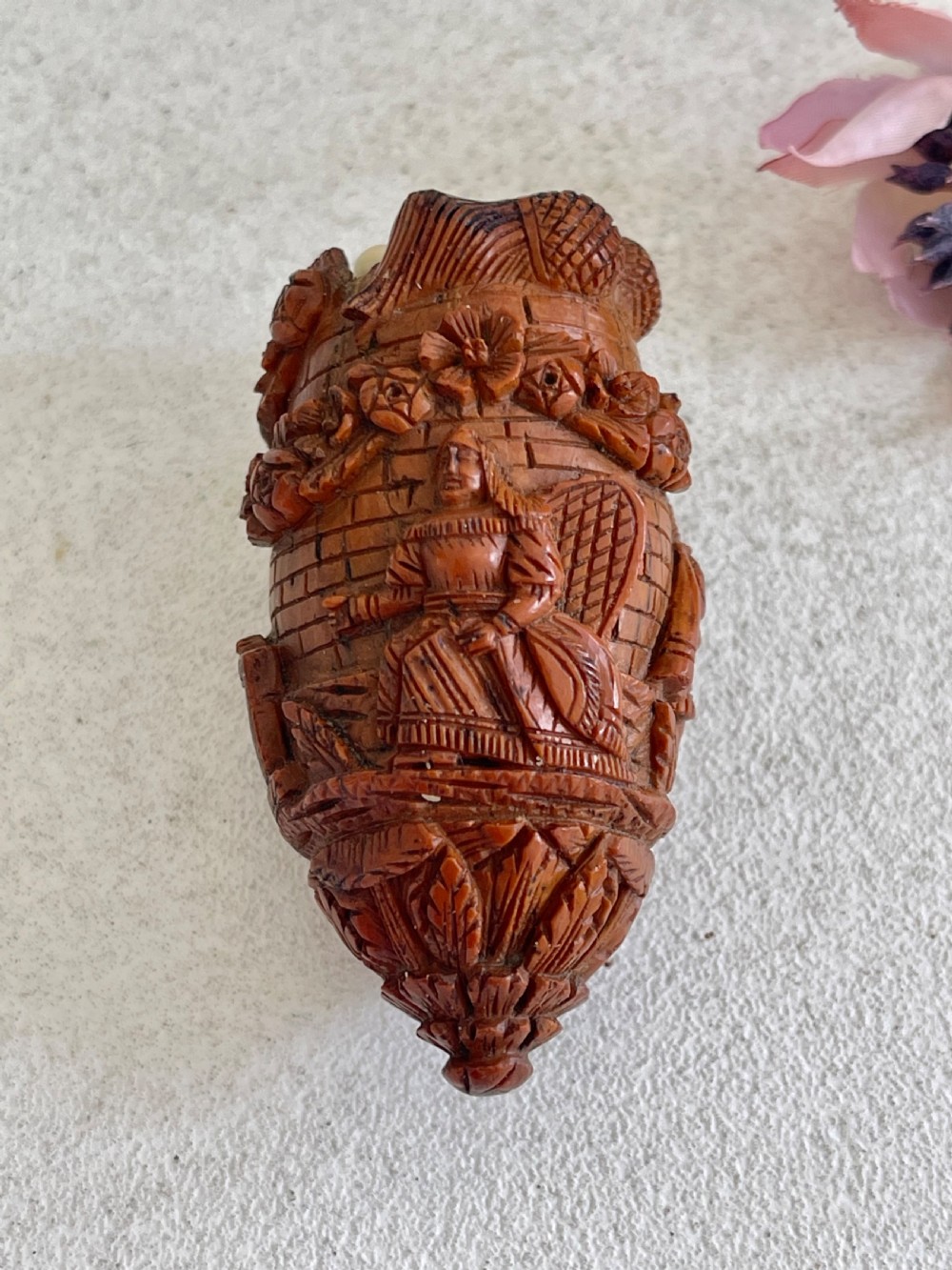 Antique Coquilla Nut  Bugbear Snuff Flask View V