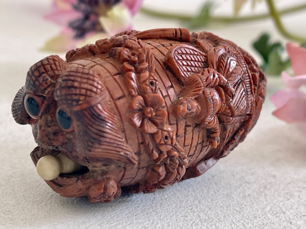 Antique Coquilla Nut  Bugbear Snuff Flask View VI