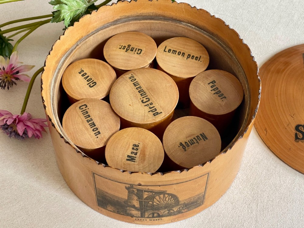 An Antique Spice Box with all its eight pots inside View IV