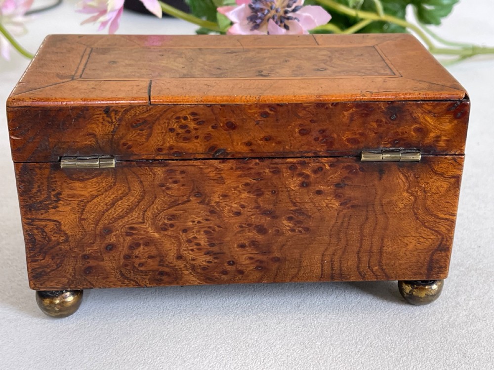 A Miniature Georgian Yew Wood Tea Caddy View III