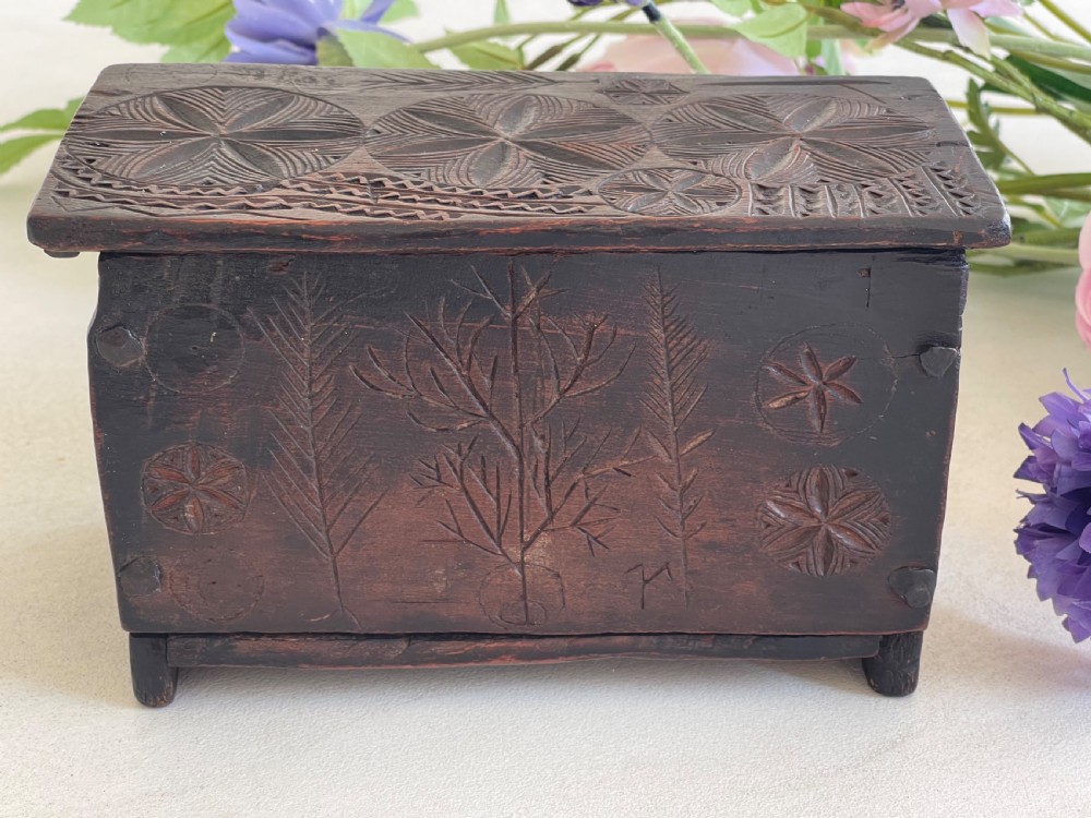 Antique Miniature Coffer - for lace etc View II