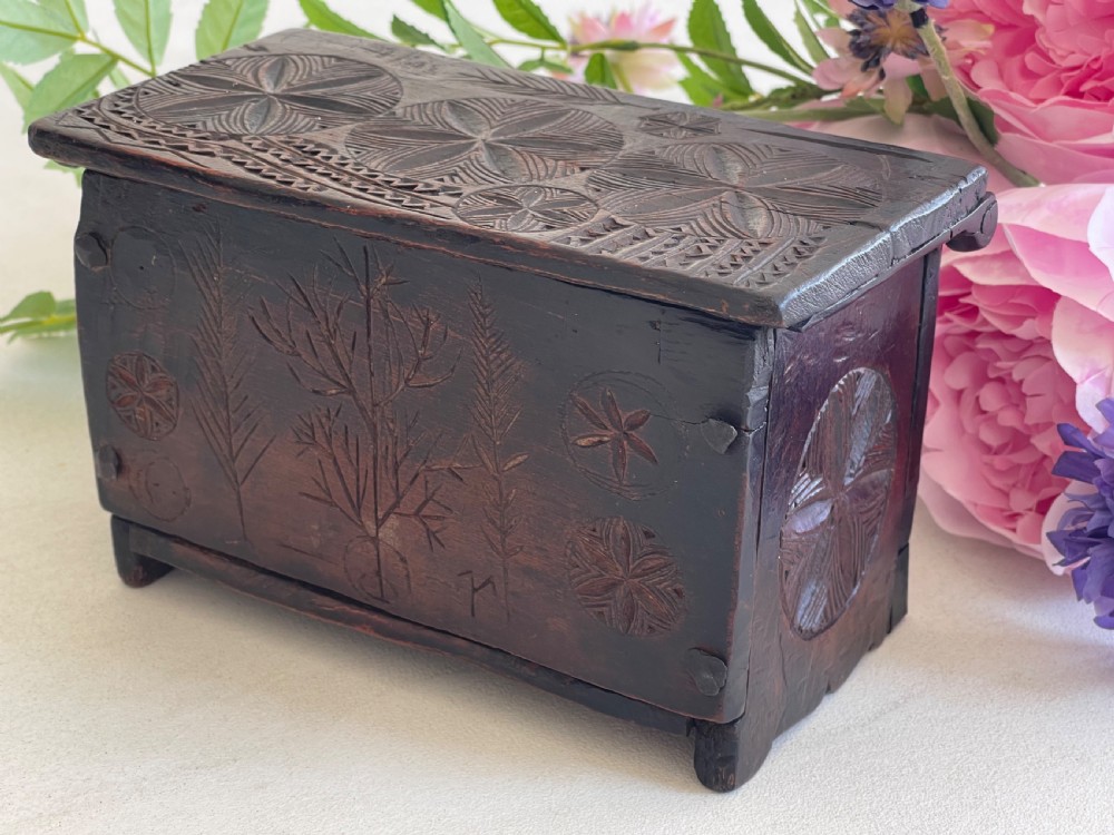 Antique Miniature Coffer - for lace etc View IV