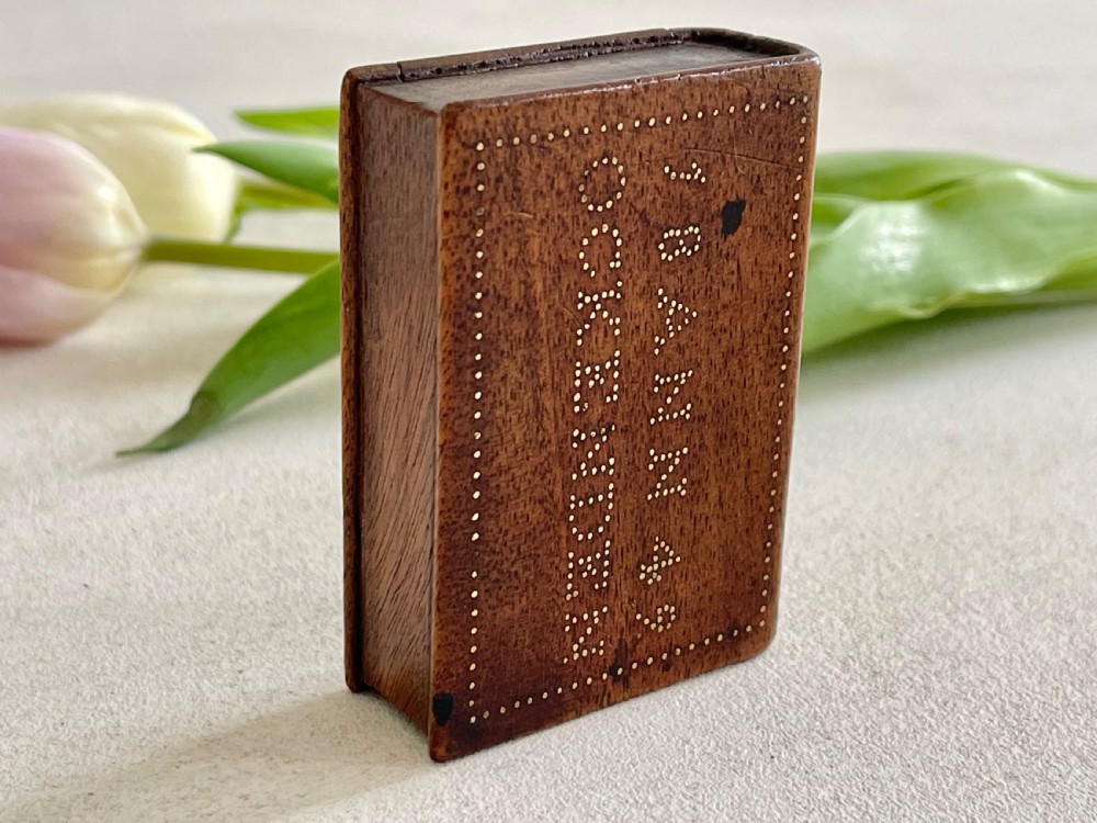 Antique Treen Book Snuff Box - dated