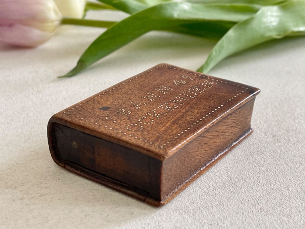 Antique Treen Book Snuff Box - dated View II