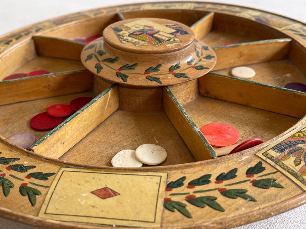 Antique Pope Joan Game - with counters & games rules View II