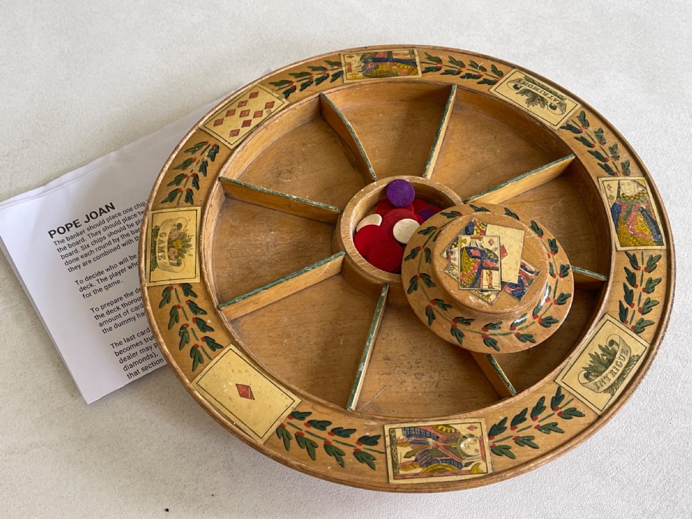 Antique Pope Joan Game - with counters & games rules View III