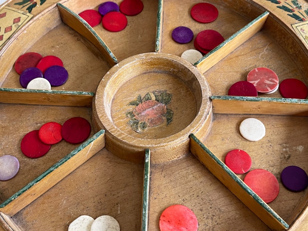 Antique Pope Joan Game - with counters & games rules View V