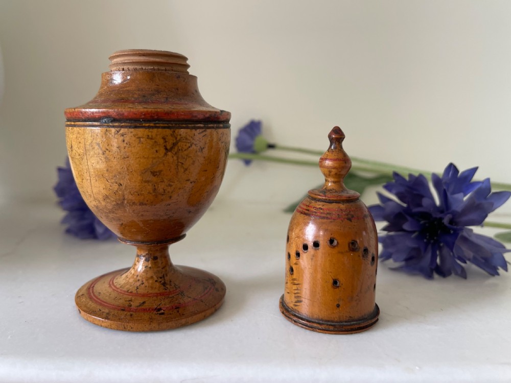 A Very Well Patinated Antique Treen Spice Muffineer View IV
