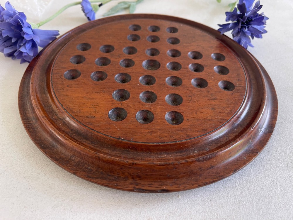 Antique Solitaire Board - with old marbles View IV