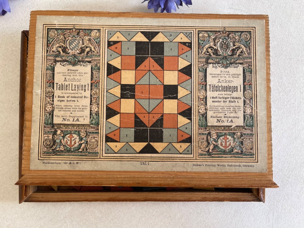 A Boxed Set  of Stone Mosaic Tiles - patent 1880