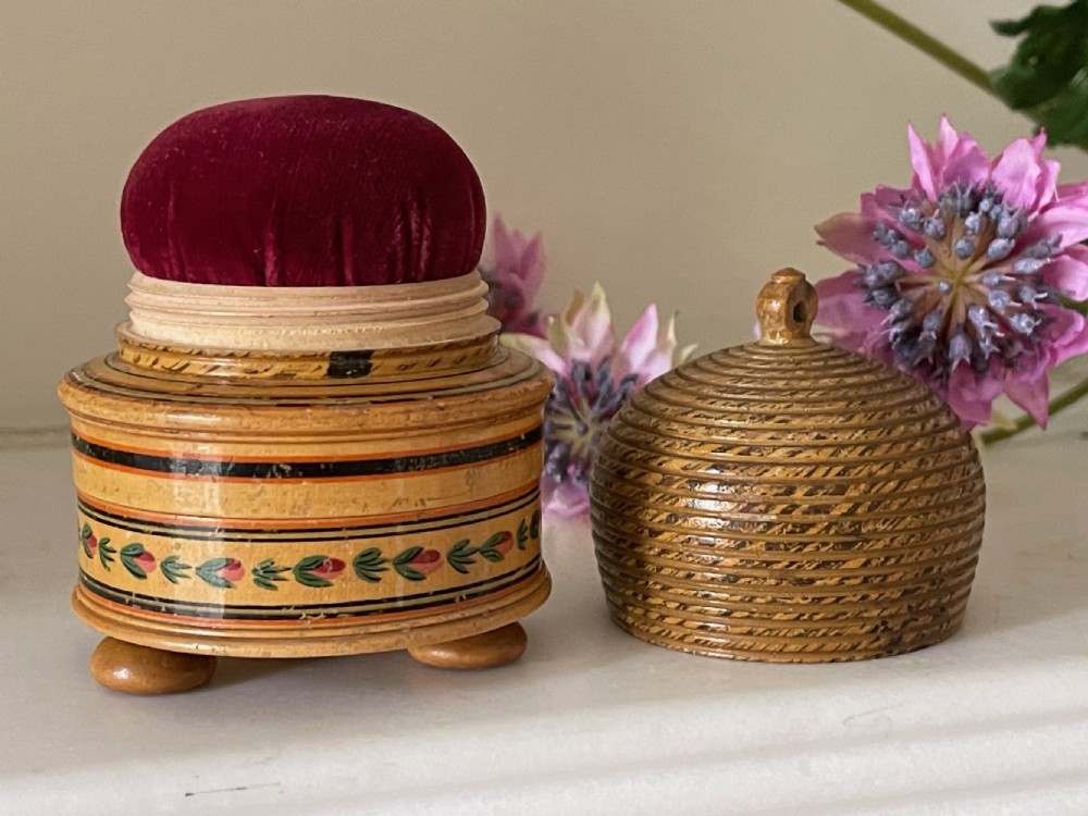 A Good Sized Bee Hive Pin Poppet And Box View IV