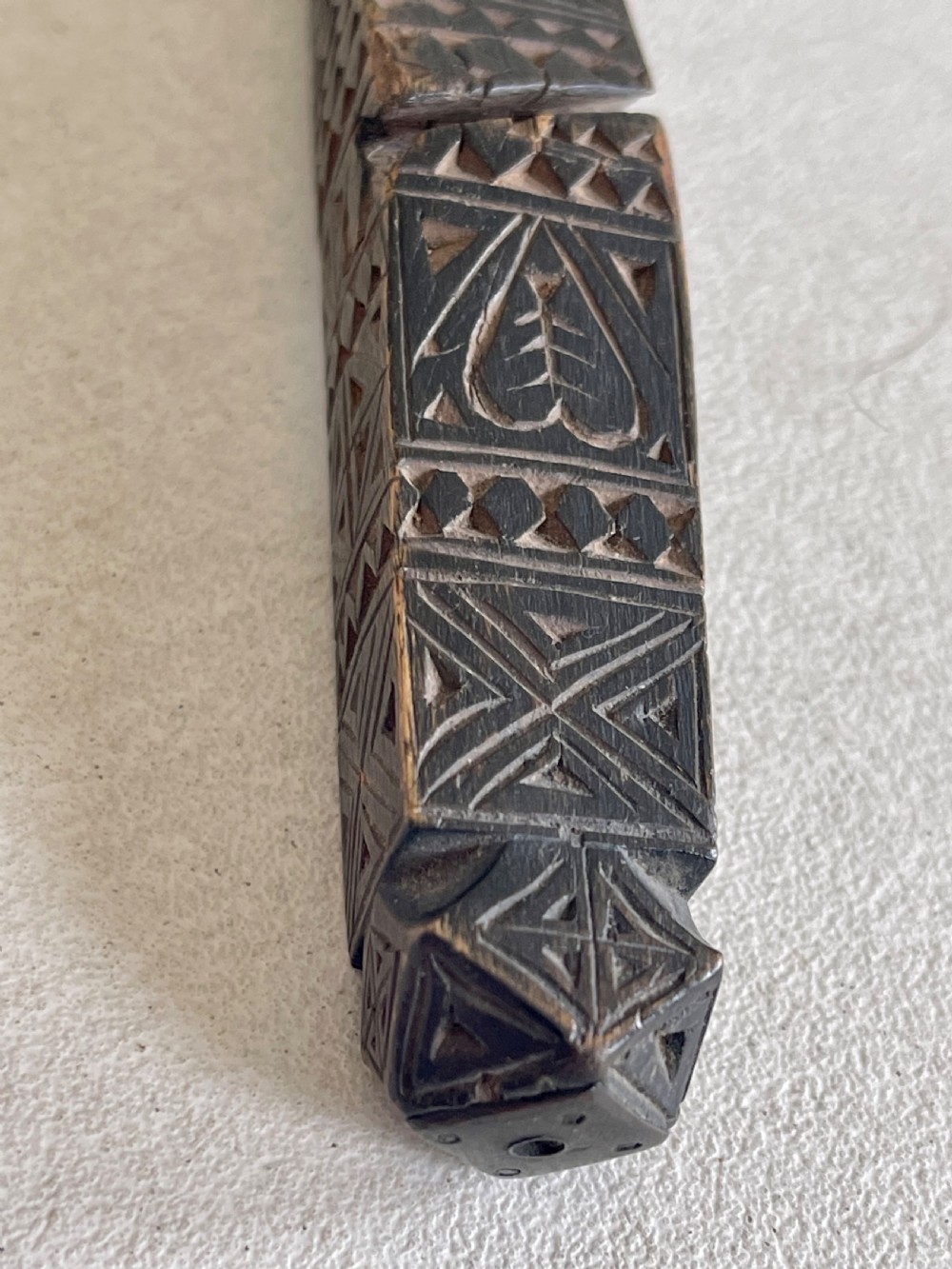 An Antique Treen Knitting Sheath -heart decoration View II
