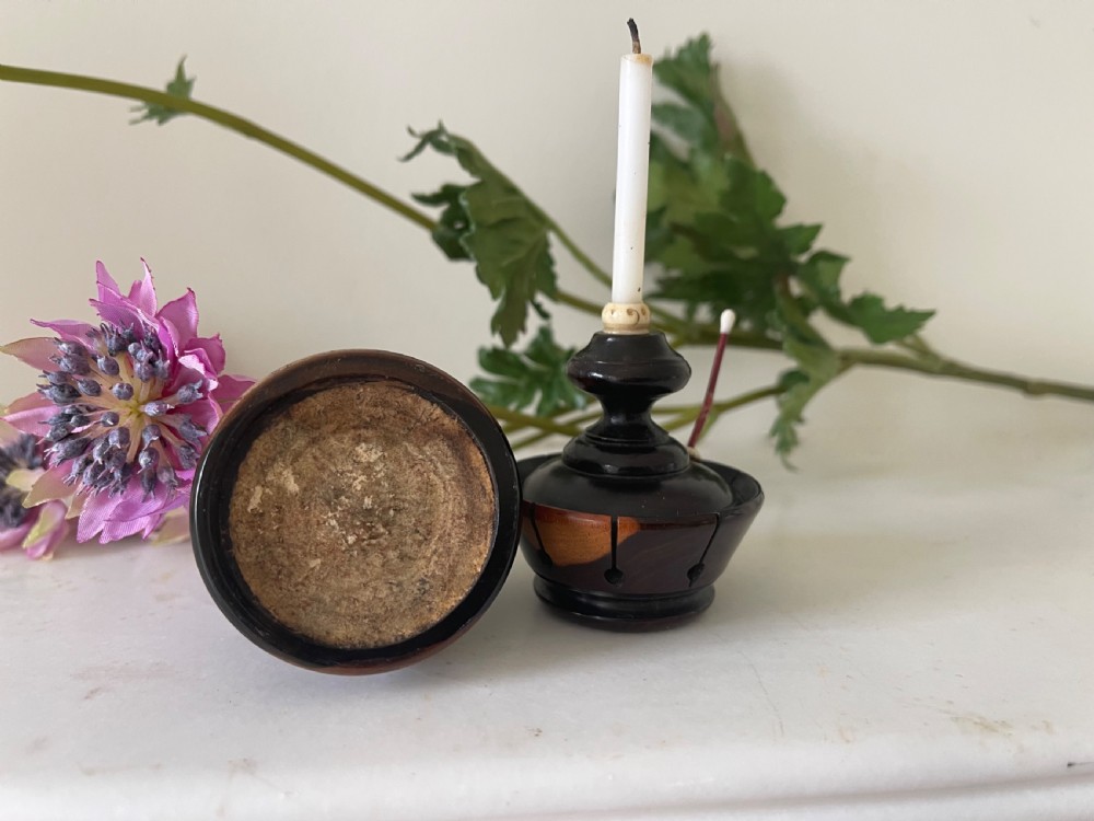 A Large Antique Treen Combination Candle & Match Go to Bed View III