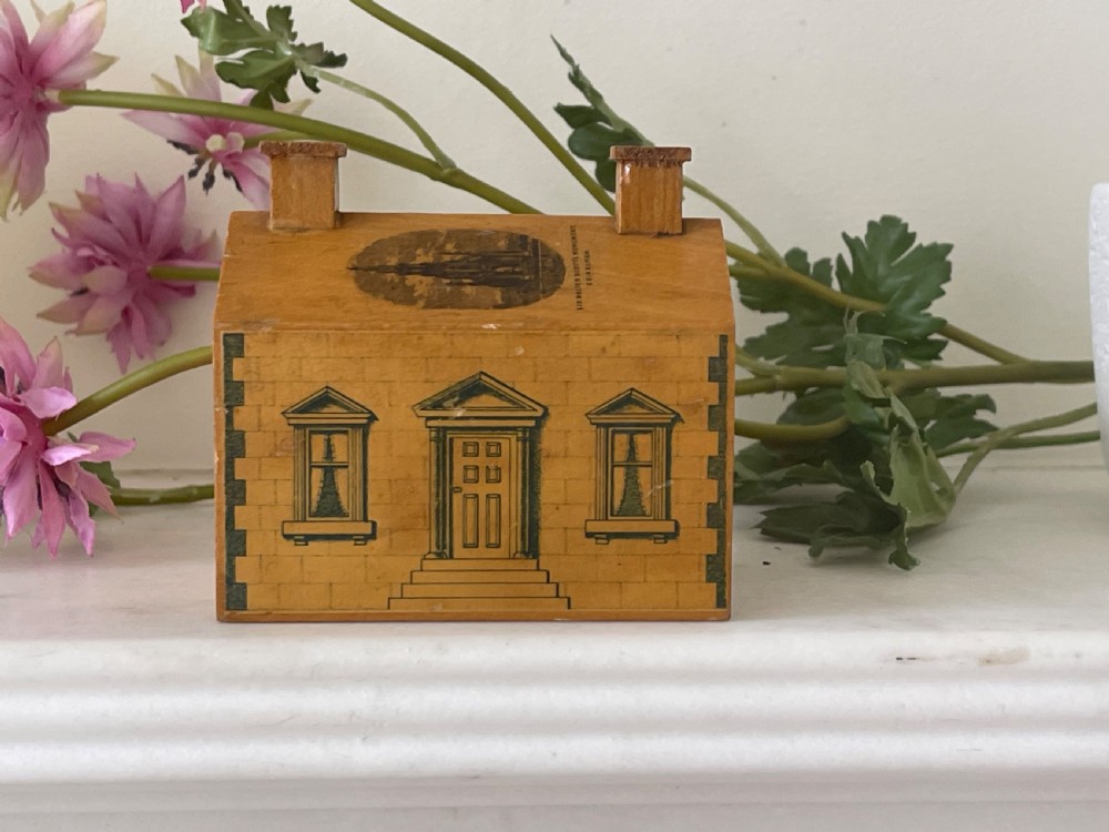 A Small Antique Mauchline Ware Cottage Money Box