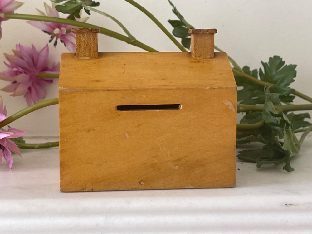A Small Antique Mauchline Ware Cottage Money Box View II