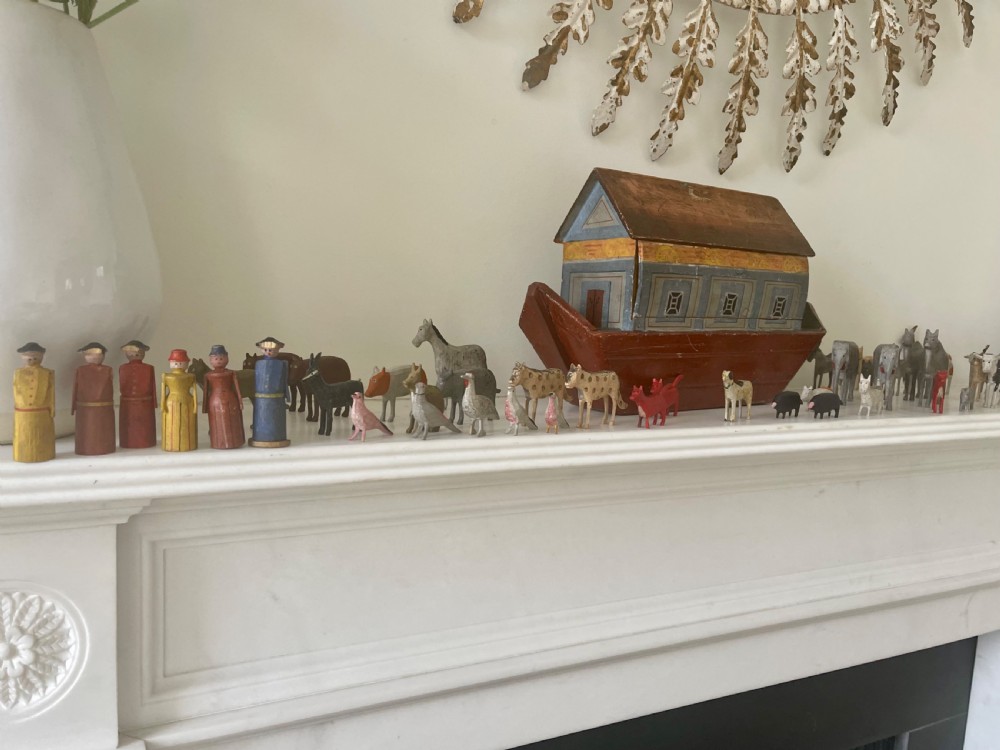An Antique Noahs Ark -80 animals & birds & 6 figures