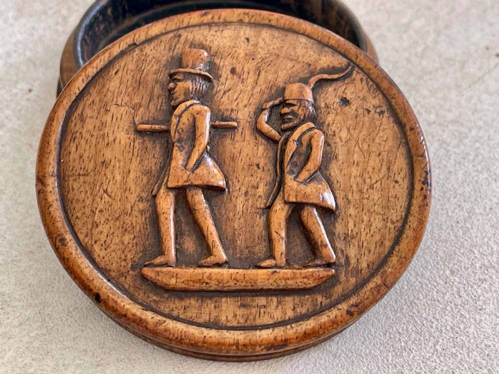 An Antique Carved Snuff Box - depicting two figures View V